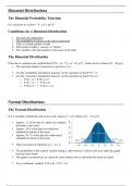 OCR  A Level Maths - Statistical Distributions & Hypothesis Testing Summary Notes 