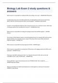 Biology Lab Exam 2 study questions & answers