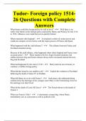 Tudor- Foreign policy 1514-26 Questions with Complete Answers
