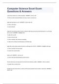 Computer Science Excel Exam Questions & Answers