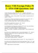 Henry VIII Foreign Policy Pt 2 - 1514-1540 Questions And Answers