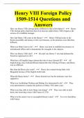 Henry VIII Foreign Policy 1509-1514 Questions and Answers