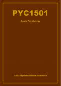 PYC1501 Updated Exam Pack (2023) Oct/Nov [A+ Guaranteed] - Basic Psychology