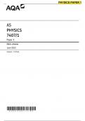 AQA AS PHYSICS 7407/1 Paper 1 Question Paper + Mark scheme [MERGED] June 2022