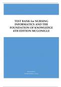 TEST BANK for NURSING INFORMATICS AND THE FOUNDATION OF KNOWLEDGE 4TH EDITION MCGONIGLE