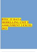 BTEC IT DATA MODELLING UNIT 5 ASSIGNMENT 2 EXCEL 2023