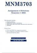 MNM3703 - ASSIGNMENT 4 SOLUTIONS (SEMESTER 01 - 2023)