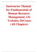 Fundamentals of Human Resource Management, 13e Verhulst, DeCenzo (Instructor Manual)
