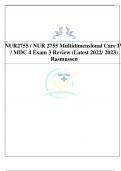 NUR2755 / NUR 2755 Multidimensional Care IV / MDC 4 Exam 3 Review (Latest 2022/ 2023) Rasmussen