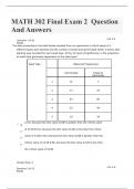 MATH 302 Final Exam 2 – Question And Answers