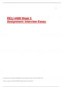 RELI 448N Week 5 Assignment: Interview Essay - Assignment Graded An A+