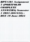 BPT1501 Assignment 7 (PORTFOLIO COMPLETE ANSWERS) Semester 1 2023 (661252) - DUE 19 June 2023