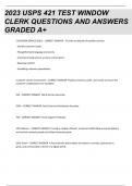 2023 USPS 421 Test - Window Clerk QUESTIONS AND ANSWERS GRADED A+