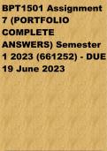 BPT1501 Assignment 7 PORTFOLIO Semester 1 2023 DUE 19 June 2023
