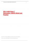RELI-448N Week 7 Discussion&colon; Islamic Belief and Practice - Discussion Graded An A