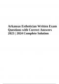 Arkansas Esthetician Written Exam Practice Questions with Correct Answers Complete Solution 2023/2024 Graded A+