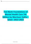Foundations of Mental Health Care 8th Edition by Morrison-Valfre Test Bank.