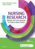 TEST BANK FOR NURSING RESEARCH METHODS AND CRITICAL APPRAISAL FOR EVIDENCE-BASED PRACTICE 9TH EDITION BY GERI LOBIONDO-WOOD&comma; AND JUDITH HABER