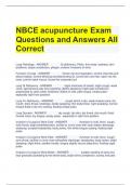 NBCE acupuncture Exam Questions and Answers All Correct 