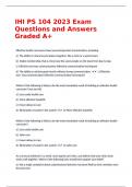 IHI PS 104 Exam Questions and Answers Graded A+
