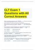 CLT Exam 1 Questions with All Correct Answers 