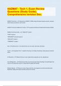HAZMAT - Tech 1, Exam Review Questions (Study Guide). Comprehensive revision Doc.