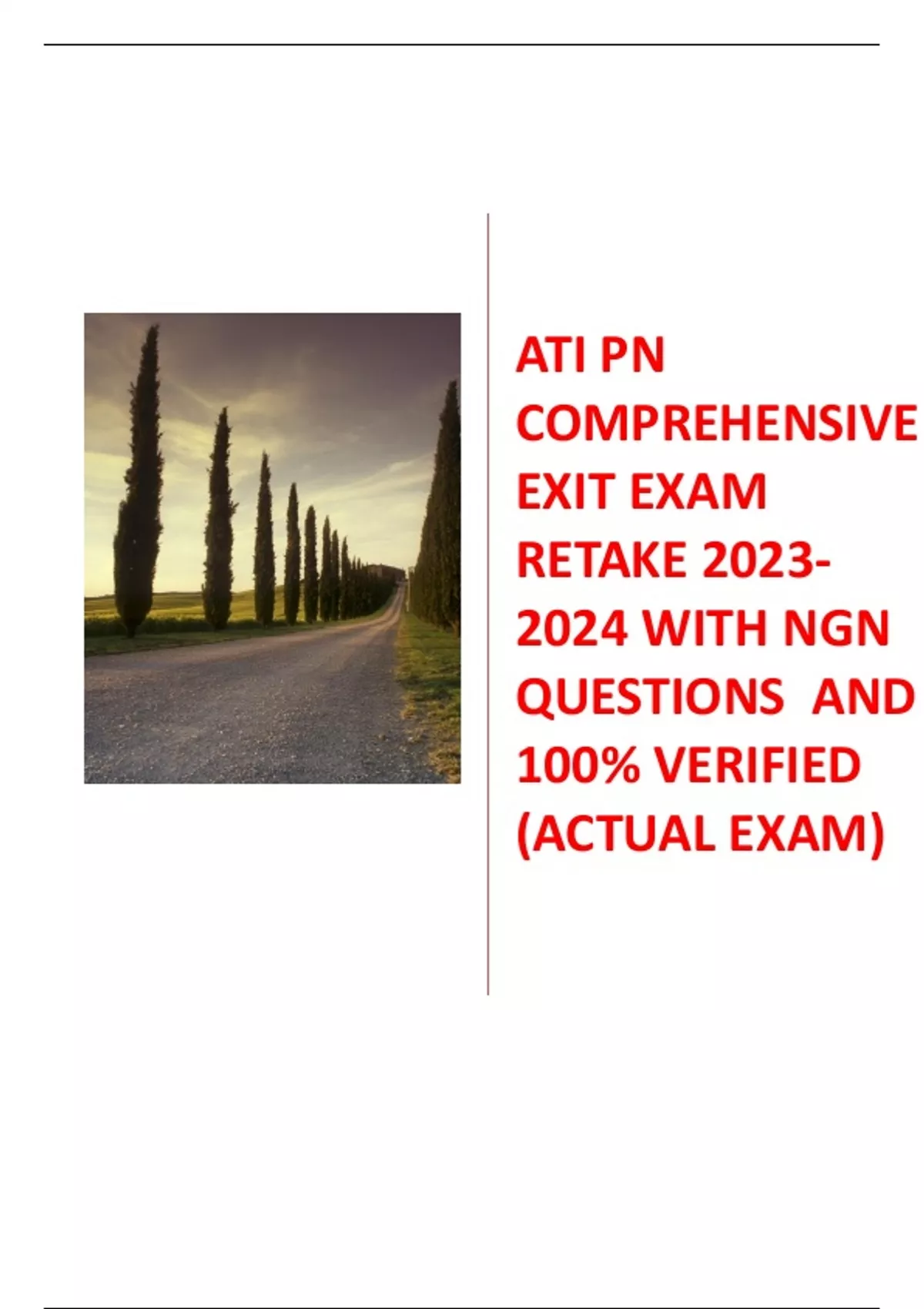 ATI PN COMPREHENSIVE EXIT EXAM RETAKE 20232024 WITH NGN QUESTIONS AND