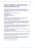 Pharm 1140 Exam 1 Questions and Answers 100&percnt; Correct