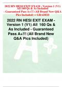2022 RN HESI EXIT EXAM - Version 1 (V1) All 160 Qs & As Included - Guaranteed Pass A+!!! (All Brand New Q&A Pics Included)