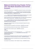 Maternal-Child Nursing Chapter 16&vert; Nur 2513 Test Bank Questions and Correct Answers