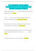 A.D. BANKER: Life & Health - Comprehensive Exam Questions and Answers Already Graded A