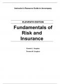 Fundamentals of Risk and Insurance 11e Emmett Vaughan, Therese Vaughan (Instructor Manual)