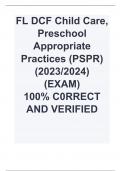 FL DCF Child Care, Preschool Appropriate Practices (PSPR) (2023/2024)  (EXAM) 100% C0RRECT AND VERIFIED