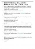 HESI RN MENTAL HEALTH HESI REVIEW - MULTIPLE CHOICE 2023