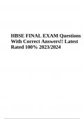 HBSE FINAL EXAM Questions With Correct Answers!! Latest Rated 100% 2023/2024