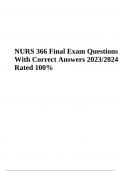 NURS 366 Final Exam Questions With Correct Answers 2023/2024 Rated 100%