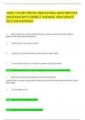  NURS 1142 RN MENTAL HEALTH FINAL EXAM PRACTICE QUESTIONS WITH CORRECT ANSWERS &comma;NEW UPDATE 2023&sol;2024&lpar;VERIFIED&rpar;