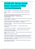 ECON 201 Study Guide Exam Questions With Correct Answers