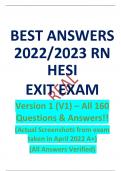2022&sol;2023 RN HESI EXIT EXAM - Version 3 &lpar;V3&rpar; All 160 Qs &As Included - Guaranteed Pass A&plus;&excl;&excl;&excl;