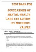 TEST BANK FOR FOUNDATIONS OF MENTAL HEALTH CARE 6TH EDITION BY MORRISON VALFRE.