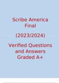  Scribe America Final  (2023/2024)  Verified Questions and Answers Graded A+