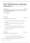 PSYC 300 Final Exam 2 &ndash; Question And Answers