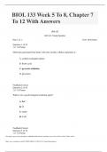 BIOL 133 Week 5 To 8, Chapter 7 To 12 With Answers