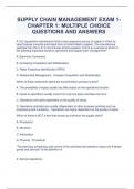 SUPPLY CHAIN MANAGEMENT EXAM 1-CHAPTER 1: MULTIPLE CHOICE QUESTIONS AND ANSWERS