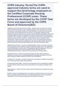 CHPA Industry Terms(The CHPA-approved industry terms are used to support the terminology employed on the Certified Corporate Housing Professional (CCHP) exam. These terms are developed by the CCHP Task Force and approved by the CHPA Board of Directors)202