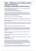 CSBI &ndash; HFMA&lpar;Terms for HFMA certified specialist business intelligence&rpar;Questions And Answers&period;