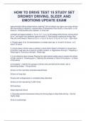 HOW TO DRIVE TEST 15 STUDY SET DROWSY DRIVING&comma; SLEEP&comma; AND EMOTIONS UPDATE EXAM   