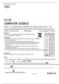 AQA GCSE COMPUTER SCIENCE BEST RATING Paper 1 Computational thinking and programming skills – C# MAY 2023