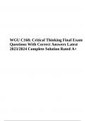 WGU C168; Critical Thinking Final Exam Questions With Correct Answers Latest 2023/2024 Complete Solution Rated A+