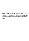 WGU C168 CRITICAL THINKING AND LOGIC FINAL EXAM QUESTIONS WITH CORRECT ANSWERS 2023/2024 RATED 100% 